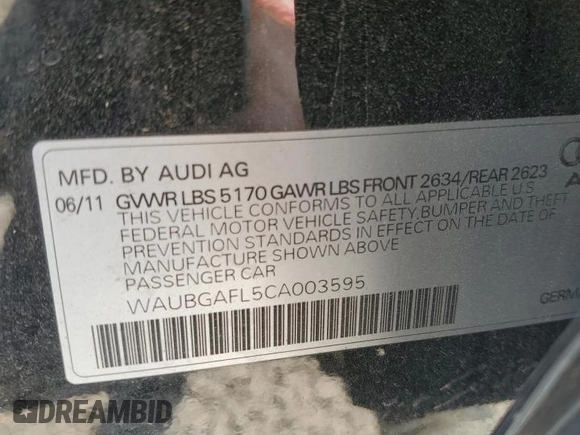 2012 Audi S4 Premium Plus with VIN WAUBGAFL5CA003595, listed as a Copart auction lot 64649154 with 150,909 mi miles and Clean Title. Bid and sale history available at carsss.com. Image 12.