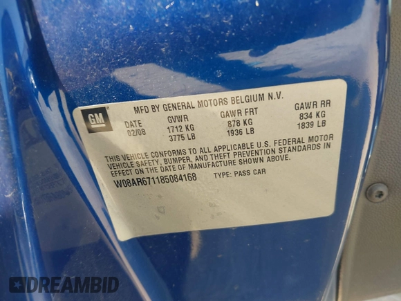 2008 Saturn Astra XE z VIN W08AR671185084168, wystawiony jako IAAI lot #42380172 z przebiegiem 129 099 mil mil oraz . Historia ofert i sprzedaży dostępna na DreamBid. Obrazek 9.