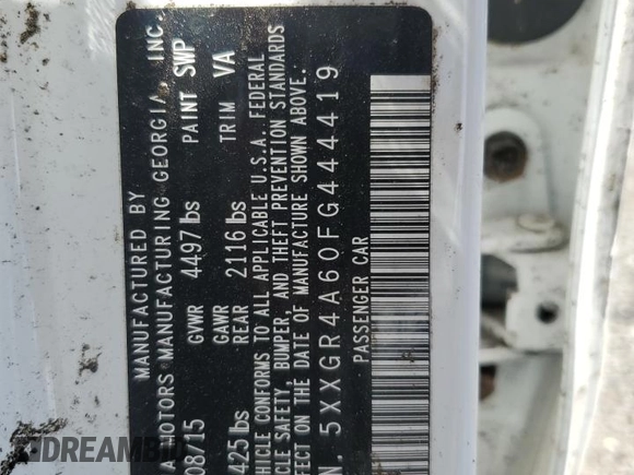 2015 Kia Optima SXL Turbo with VIN 5XXGR4A60FG444419, listed as a Copart auction lot 64724825 with Not provided miles and Clean title. Bid and sale history available at DreamBid. Image 12.