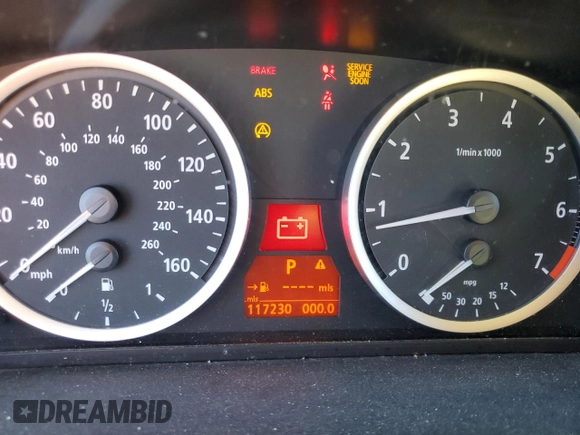 2007 BMW 5 Series 550i with VIN WBANB53547CP05748, listed as a Copart auction lot 43579165 with 117,230 mi miles and Salvage Title. Bid and sale history available at DreamBid. Image 9.