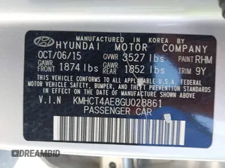2016 Hyundai Accent SE with VIN KMHCT4AE8GU028861, listed as a IAAI auction lot 42021085 with 212,172 mi miles and . Bid and sale history available at DreamBid. Image 9.