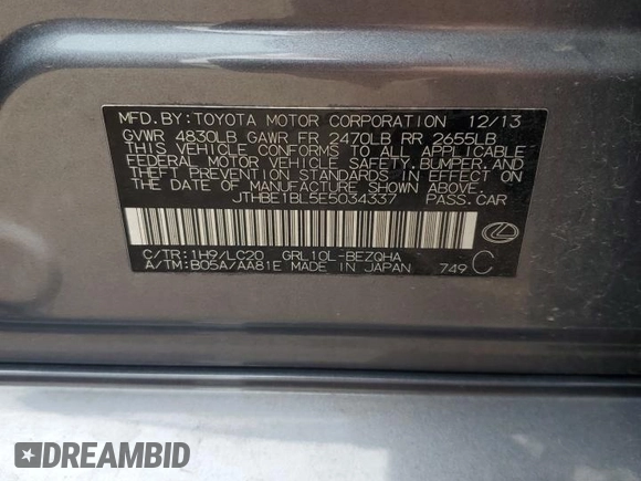 2014 Lexus GS 350 with VIN JTHBE1BL5E5034337, listed as a Copart auction lot 46000525 with 159,380 mi miles and Salvage Title. Bid and sale history available at carsss.com. Image 14.