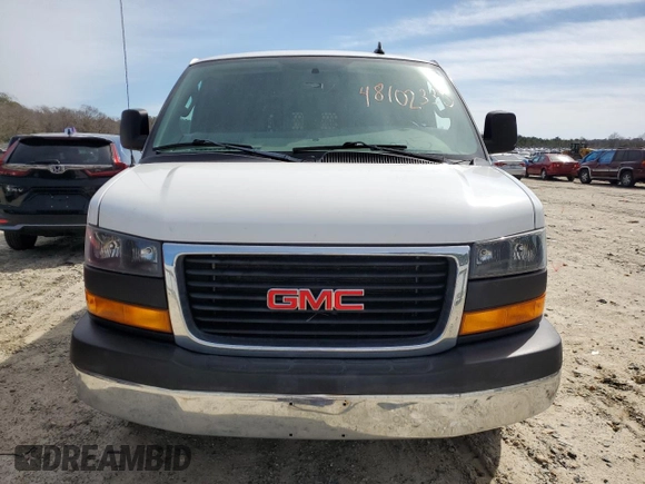 2020 GMC Savana Cargo Van with VIN 1GTW7AFG0L1247517, listed as a Copart auction lot 48102335 with 57,243 mi miles and Salvage Title. Bid and sale history available at carsss.com. Image 5.