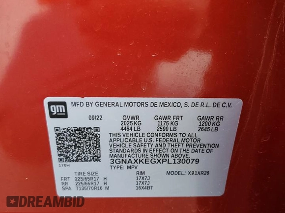 2023 Chevrolet Equinox LT with VIN 3GNAXKEGXPL130079, listed as a Copart auction lot 53404255 with 28,574 mi miles and Clean title. Bid and sale history available at DreamBid. Image 12.