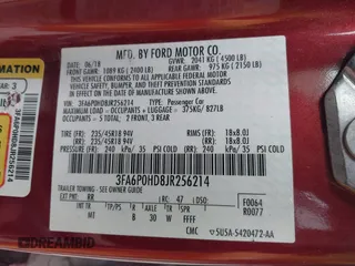 2018 Ford Fusion SE with VIN 3FA6P0HD8JR256214, listed as a IAAI auction lot 41147325 with 71,038 mi miles and . Bid and sale history available at DreamBid. Image 9.