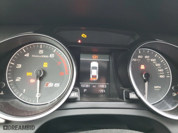 2013 Audi S5 Premium Plus with VIN WAUCGAFRXDA035436, listed as a Copart auction lot 59459504 with 157,261 mi miles and Salvage Title. Bid and sale history available at carsss.com. Image 9.