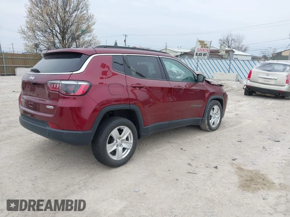 2022 Jeep Compass Latitude with VIN 3C4NJDBB1NT110087, listed as a IAAI auction lot 42033883 with 22,291 mi miles and . Bid and sale history available at DreamBid. Image 4.