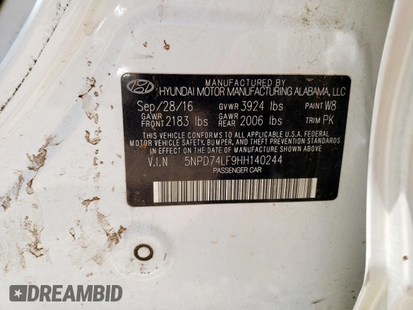 2017 Hyundai Elantra SE z VIN 5NPD74LF9HH140244, wystawiony jako Copart lot #57843945 z przebiegiem 151 763 mil mil oraz Szkoda całkowita • Salvage title. Historia ofert i sprzedaży dostępna na DreamBid. Obrazek 12.