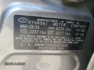 2003 Hyundai Sonata GLS with VIN KMHWF35H93A870929, listed as a Copart auction lot 71178424 with 95,544 mi miles and Clean Title. Bid and sale history available at carsss.com. Image 12.
