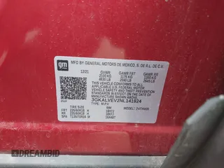 2022 GMC Terrain SLT with VIN 3GKALVEV2NL141924, listed as a IAAI auction lot 41957323 with 52,341 mi miles and . Bid and sale history available at DreamBid. Image 9.