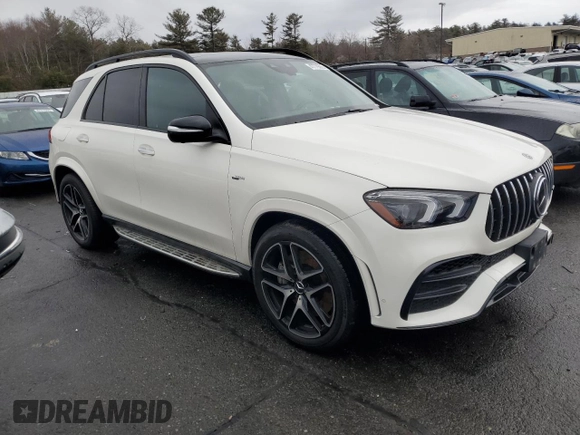 2021 Mercedes-Benz GLE 53 AMG with VIN 4JGFB6BEXMA270011, listed as a Copart auction lot 47779205 with 27,292 mi miles and Salvage title. Bid and sale history available at DreamBid. Image 4.