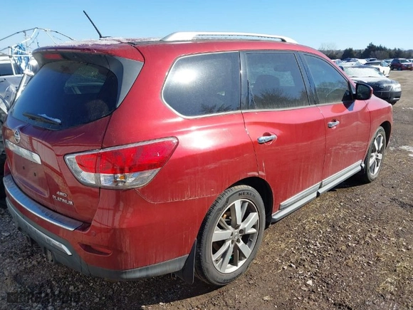 2016 Nissan Pathfinder Platinum with VIN 5N1AR2MM3GC614144, listed as a IAAI auction lot 41554806 with 130,398 mi miles. Bid and sale history available at carsss.com. Image 4.