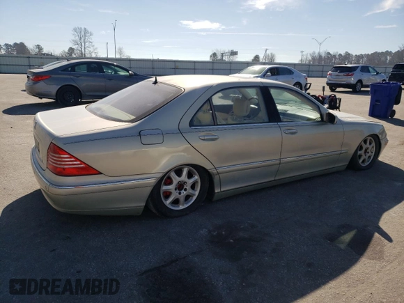2001 Mercedes-Benz S-Class with VIN WDBNG75J81A140058, listed as a Copart auction lot 46581345 with 0 mi miles and Salvage Title. Bid and sale history available at carsss.com. Image 3.