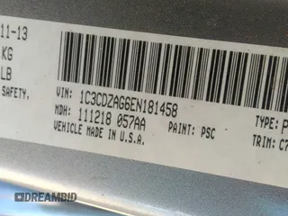2014 Dodge Avenger SE with VIN 1C3CDZAG6EN181458, listed as a IAAI auction lot 41768889 with 181,416 mi miles and . Bid and sale history available at carsss.com. Image 9.