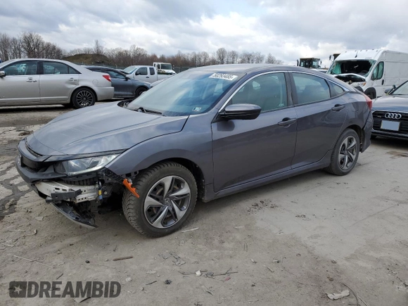 2020 Honda Civic Sedan LX with VIN 19XFC2F68LE215226, listed as a Copart auction lot 50293485 with 57,763 mi miles and Salvage Title. Bid and sale history available at carsss.com. Image 1.