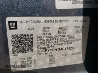 2021 Chevrolet Silverado 1500 Custom with VIN 3GCPYBEH1MG174260, listed as a Copart auction lot 87165514 with 46,231 mi miles and Salvage Title. Bid and sale history available at DreamBid. Image 12.