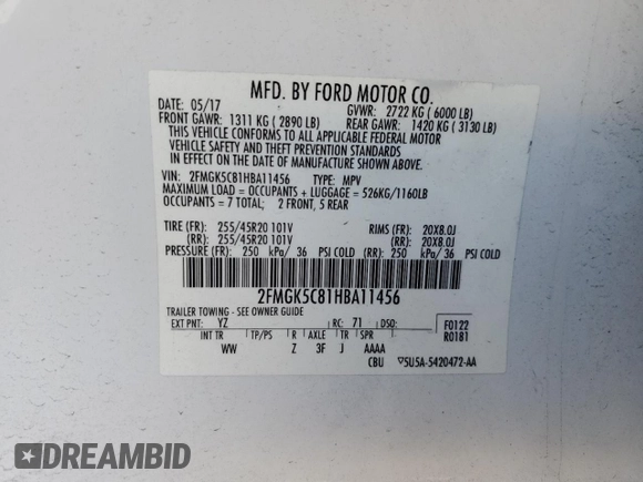 2017 Ford Flex SEL with VIN 2FMGK5C81HBA11456, listed as a Copart auction lot 69649294 with 101,007 mi miles and Salvage Title. Bid and sale history available at carsss.com. Image 16.