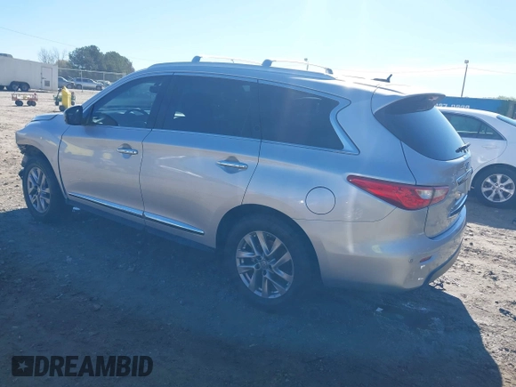 2013 Infiniti JX35 with VIN 5N1AL0MM3DC336945, listed as a IAAI auction lot 41858705 with 114,784 mi miles. Bid and sale history available at carsss.com. Image 3.