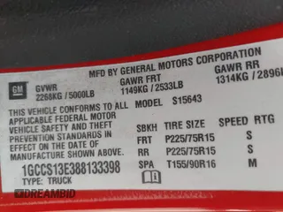 2008 Chevrolet Colorado 1LT z VIN 1GCCS13E388133398, wystawiony jako IAAI lot #42320364 z przebiegiem 101 765 mil mil oraz . Historia ofert i sprzedaży dostępna na DreamBid. Obrazek 9.