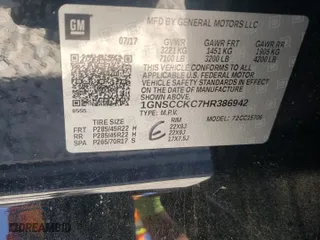 2017 Chevrolet Tahoe Premier with VIN 1GNSCCKC7HR386942, listed as a Copart auction lot 53889685 with 0 mi miles and Clean Title. Bid and sale history available at carsss.com. Image 13.