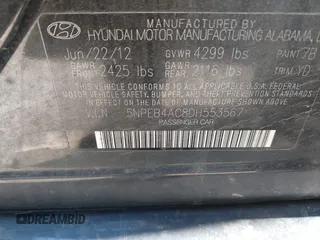 2013 Hyundai Sonata GLS z VIN 5NPEB4AC8DH553567, wystawiony jako IAAI lot #42370521 z przebiegiem 143 295 mil mil oraz . Historia ofert i sprzedaży dostępna na DreamBid. Obrazek 9.