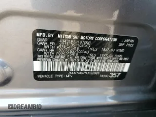 2022 Mitsubishi Outlander SE with VIN JA4APVAU7NU022926, listed as a Copart auction lot 54352665 with 41,909 mi miles and Salvage title. Bid and sale history available at DreamBid. Image 12.