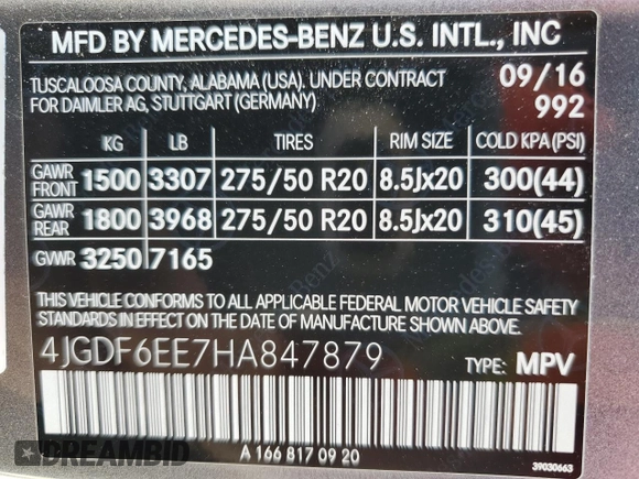 2017 Mercedes-Benz GLS with VIN 4JGDF6EE7HA847879, listed as a Copart auction lot 62771813 with 78,784 mi miles. Bid and sale history available at carsss.com. Image 14.