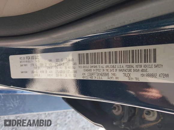 2019 Ram 1500 Big Horn с VIN 1C6SRFFT2KN625905, выставлен на аукционе IAAI как лот 42007135 с пробегом 138 223 миль миль и . История ставок и продаж доступна на DreamBid. Изображение 9.