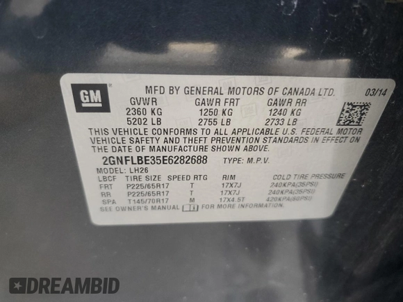 2014 Chevrolet Equinox LT with VIN 2GNFLBE35E6282688, listed as a Copart auction lot 43359445 with 139,853 mi miles and Salvage Title. Bid and sale history available at carsss.com. Image 13.