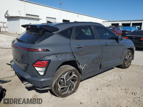 2024 Hyundai Kona N Line with VIN KM8HA3A35RU033474, listed as a Copart auction lot 82763824 with 9,424 mi miles and Salvage Title. Bid and sale history available at carsss.com. Image 3.