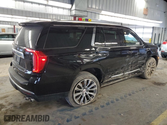 2021 GMC Yukon Denali with VIN 1GKS2DKLXMR272501, listed as a Copart auction lot 44504375 with 59,262 mi miles and Salvage Title. Bid and sale history available at carsss.com. Image 3.