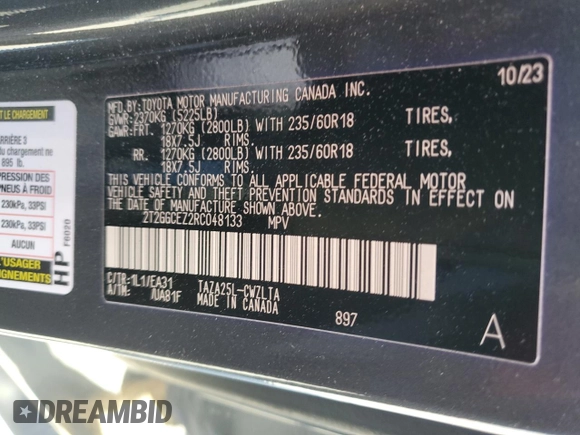 2024 Lexus NX with VIN 2T2GGCEZ2RC048133, listed as a Copart auction lot 82991934 with 9,140 mi miles and Salvage Title. Bid and sale history available at carsss.com. Image 14.