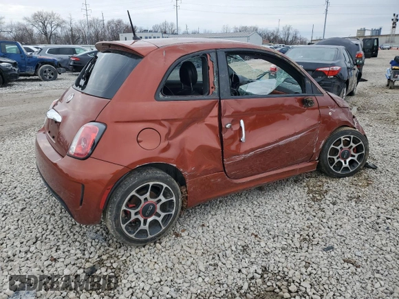 2015 FIAT 500 Turbo with VIN 3C3CFFHH7FT621860, listed as a Copart auction lot 47599345 with 73,817 mi miles and Salvage Title. Bid and sale history available at carsss.com. Image 3.