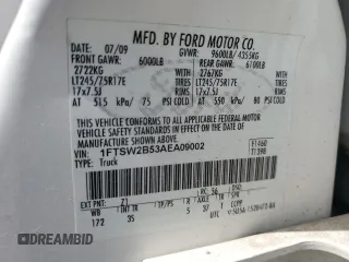 2010 Ford Super Duty F-250 SRW XL with VIN 1FTSW2B53AEA09002, listed as a Copart auction lot 69506754 with 0 mi miles and Salvage Title. Bid and sale history available at carsss.com. Image 12.