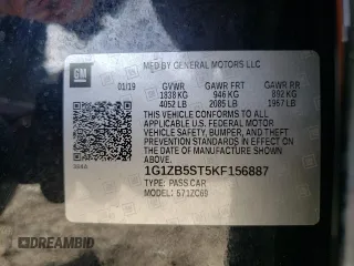 2019 Chevrolet Malibu LS with VIN 1G1ZB5ST5KF156887, listed as a Copart auction lot 49443815 with 148,978 mi miles and Salvage Title. Bid and sale history available at DreamBid. Image 12.