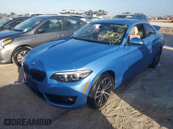 2020 BMW 2 Series 230i with VIN WBA2J1C0XL7D77583, listed as a Copart auction lot 74302244 with 0 mi miles and Non Repairable. Bid and sale history available at carsss.com. Image 1.
