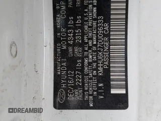2013 Hyundai Genesis Coupe Track z VIN KMHHU6KJ7DU096333, wystawiony jako Copart lot #81643984 z przebiegiem Nie podano mil oraz Szkoda całkowita • Salvage title. Historia ofert i sprzedaży dostępna na DreamBid. Obrazek 12.