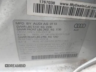 2013 Audi allroad A4 Premium z VIN WA19FAFLXDA194947, wystawiony jako IAAI lot #42151323 z przebiegiem 124 527 mil mil oraz . Historia ofert i sprzedaży dostępna na DreamBid. Obrazek 9.
