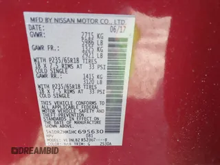 2017 Nissan Pathfinder SL with VIN 5N1DR2MM1HC695630, listed as a IAAI auction lot 41853343 with 91,791 mi miles. Bid and sale history available at carsss.com. Image 9.