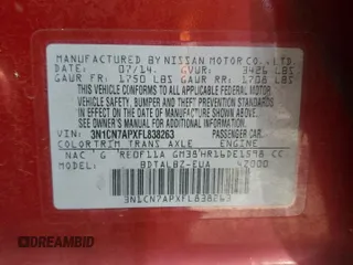 2015 Nissan Versa SV with VIN 3N1CN7APXFL838263, listed as a Copart auction lot 54609155 with 132,720 mi miles and Salvage Title. Bid and sale history available at carsss.com. Image 12.