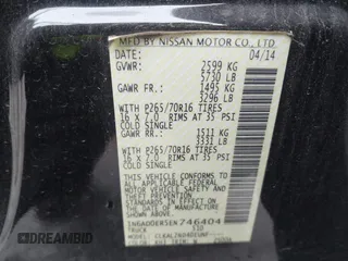 2014 Nissan Frontier SV with VIN 1N6AD0ER5EN746404, listed as a IAAI auction lot 41465263 with 113,465 mi miles and . Bid and sale history available at DreamBid. Image 9.