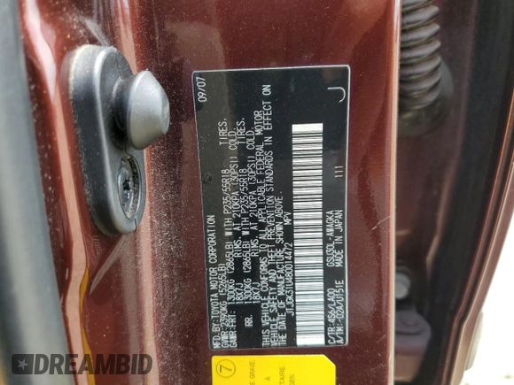 2008 Lexus RX 350 with VIN JTJGK31U480014472, listed as a Copart auction lot 52739835 with 185,551 mi miles and Salvage Title. Bid and sale history available at DreamBid. Image 14.