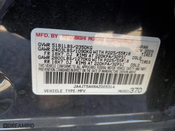 2010 Mitsubishi Outlander GT with VIN JA4JT5AX8AZ005314, listed as a Copart auction lot 46630305 with 145,113 mi miles and Salvage Title. Bid and sale history available at carsss.com. Image 15.