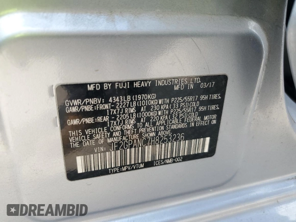 2017 Subaru Crosstrek Limited z VIN JF2GPANC7H8253236, wystawiony jako Copart lot #56775155 z przebiegiem 129 987 mil mil oraz Szkoda całkowita • Salvage title. Historia ofert i sprzedaży dostępna na DreamBid. Obrazek 13.