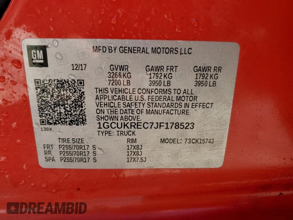 2018 Chevrolet Silverado 1500 LT with VIN 1GCUKREC7JF178523, listed as a Copart auction lot 86958194 with 184,815 mi miles and Clean Title. Bid and sale history available at DreamBid. Image 13.