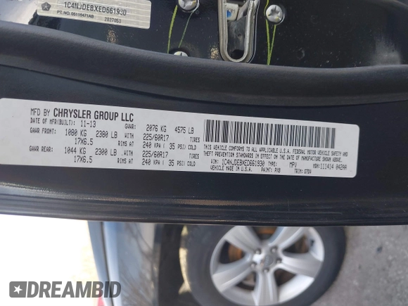 2014 Jeep Compass Latitude with VIN 1C4NJDEBXED661930, listed as a IAAI auction lot 41501558 with 94,133 mi miles and . Bid and sale history available at DreamBid. Image 9.