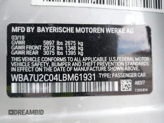 2020 BMW 7 Series 750i xDrive with VIN WBA7U2C04LBM61931, listed as a IAAI auction lot 41835563 with 42,811 mi miles. Bid and sale history available at carsss.com. Image 9.