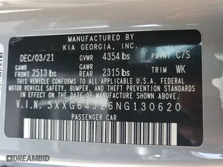2022 Kia K5 GT-Line with VIN 5XXG64J26NG130620, listed as a Copart auction lot 49472625 with 29,991 mi miles and Salvage Title. Bid and sale history available at carsss.com. Image 12.