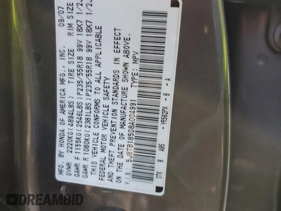 2008 Acura RDX Technology with VIN 5J8TB18508A004991, listed as a Copart auction lot 68744424 with 212,602 mi miles and Salvage Title. Bid and sale history available at carsss.com. Image 12.