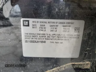 2018 Chevrolet Impala LT with VIN 2G1105S3XJ9119540, listed as a Copart auction lot 46786315 with Not Provided miles and Salvage Title. Bid and sale history available at DreamBid. Image 13.
